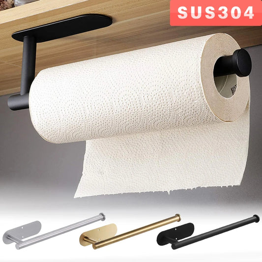 Stainless Steel Paper Towel Holder Adhesive Toilet Roll