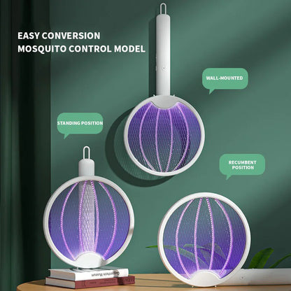 Foldable Electric Mosquito Killer Fly Swatter Trap USB Rechargeable Mosquito