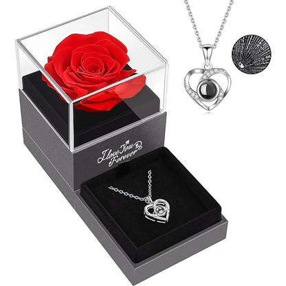 Hollow Zircon Love Necklace - Mother's Day Gift with Jewelry Box