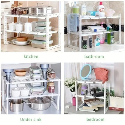 Cabinet Organizer Shelves, Stackable Kitchen Counter, Pantry Organizer