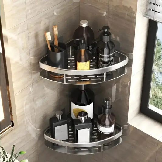 Bathroom Storage Rack No Drill Wall Mount Corner Shower Holder For WC Shampoo Organizer Accessories