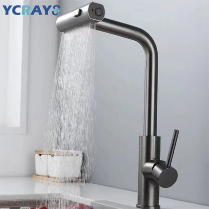 YCRAYS Black Kitchen Faucets Gray Pull Out