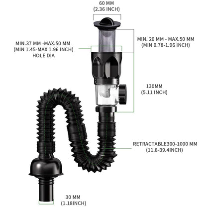 Flip Top Anti-Odor Drain Pipe Set Kitchen Sink Drain