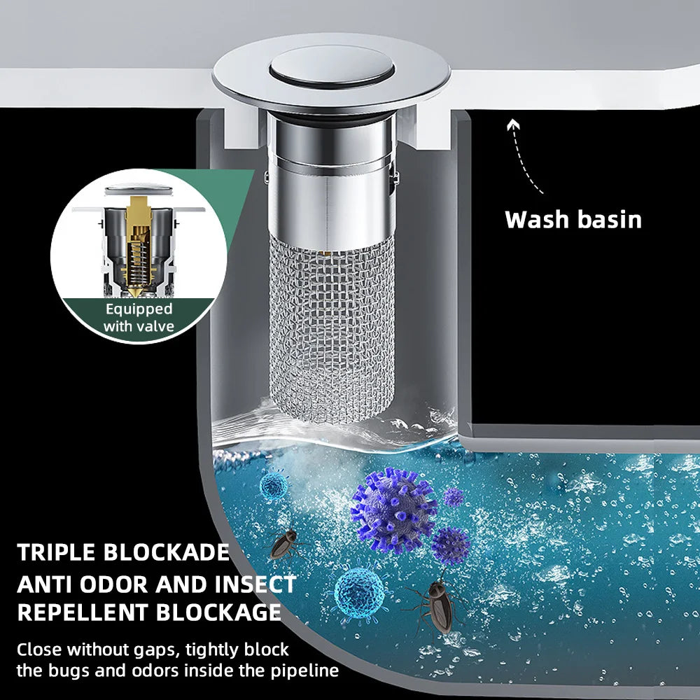 Sink Drains Filter Bathroom Pop-Up
