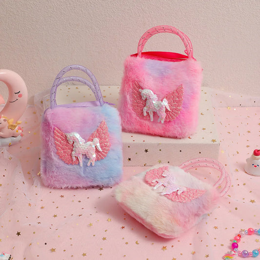 Unicorn Cartoon Plush Shoulder Bag for Children