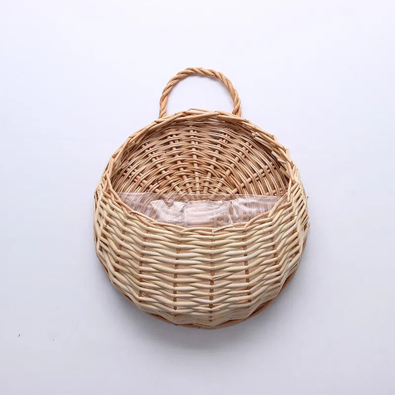 Handmade Wicker Rattan Wall Planter Basket for Flower Display