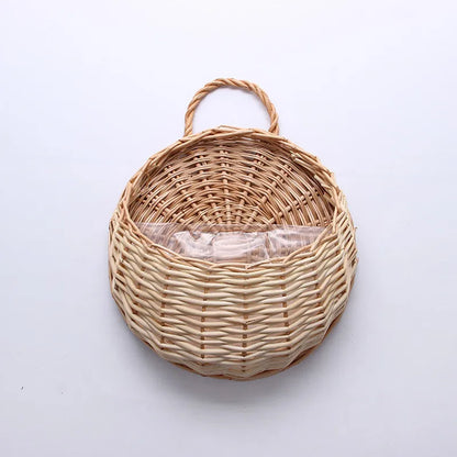 Handmade Wicker Rattan Wall Planter Basket for Flower Display