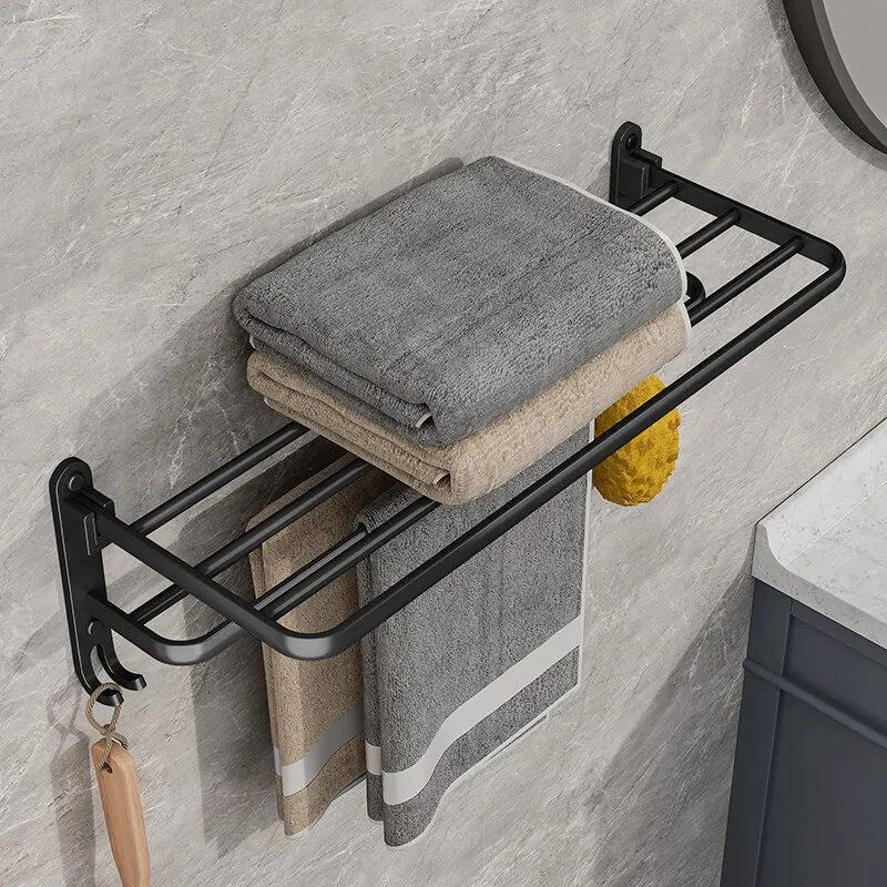 Matte Black 50CM Folding Holder With Hook