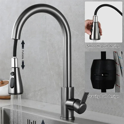 Kitchen Faucets 304 stainless steel Pull Out
