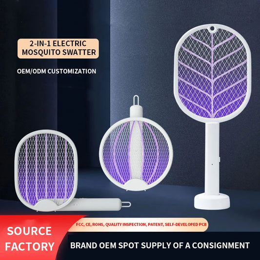 Foldable Electric Mosquito Killer Fly Swatter Trap USB Rechargeable Mosquito