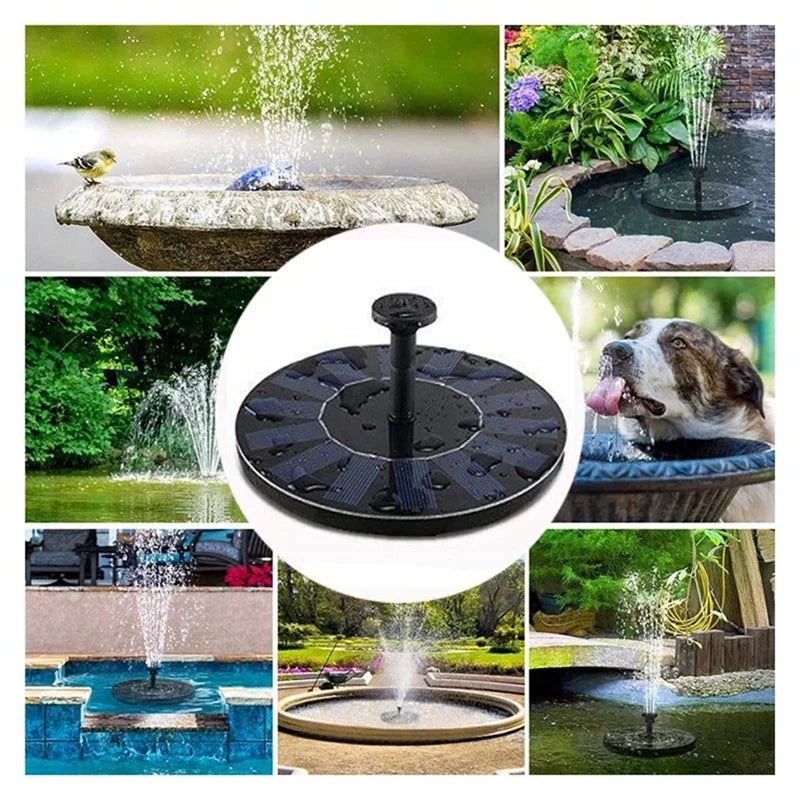 Solar Fountain Pump with 6 Nozzles for Bird Baths and Gardens