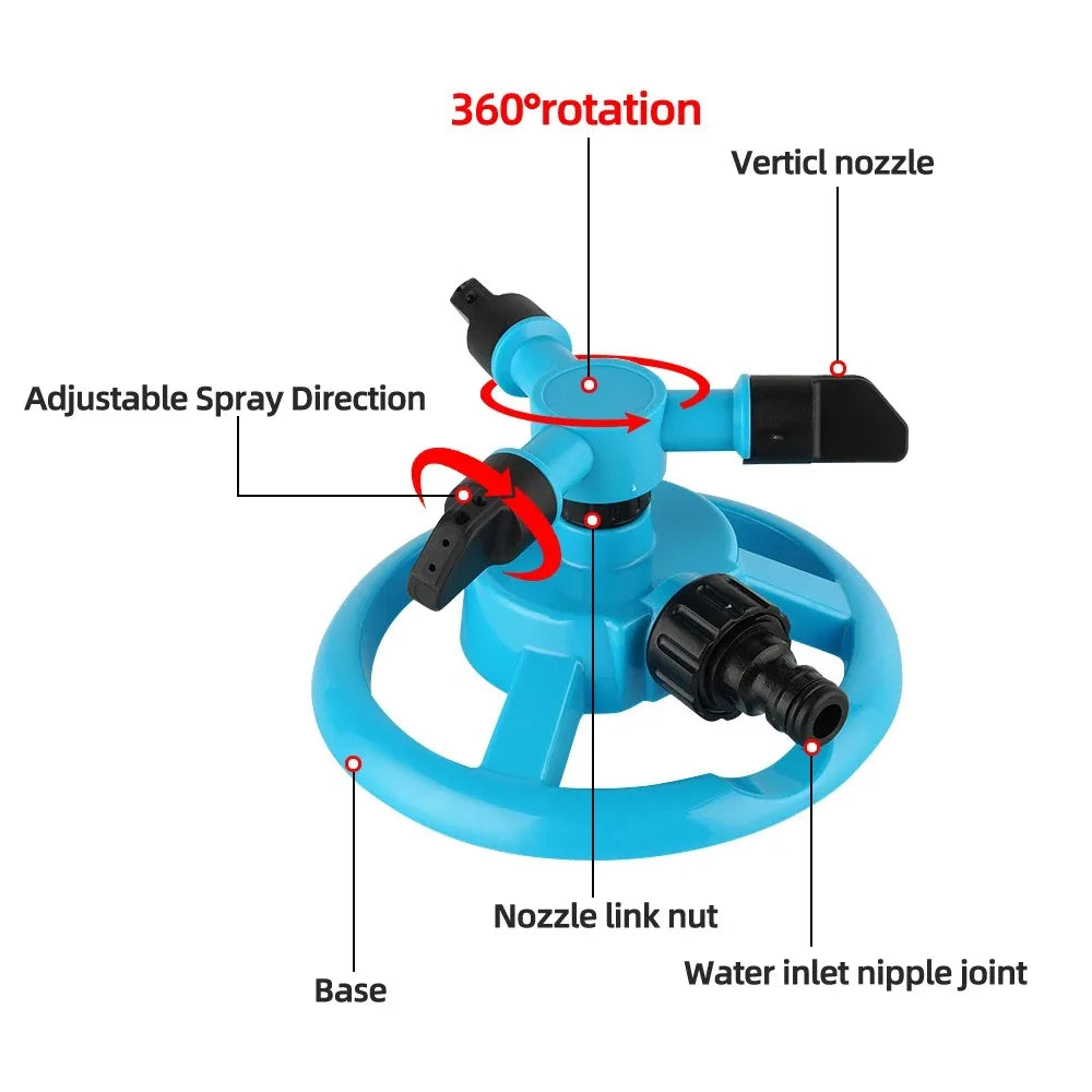360° Automatic Rotating Sprinkler Nozzle for Garden Irrigation