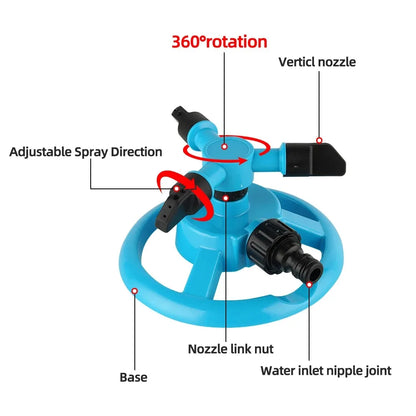 360° Automatic Rotating Sprinkler Nozzle for Garden Irrigation