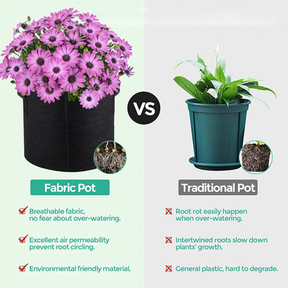Vegetable/Flower Grow Bags - 1/3 Pcs, 3-10 Gallon Non-Woven Fabric Pots