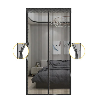 Magic Mesh Magnetic Screen Door Mesh Curtain Mosquito Net Bug Hands Free Partition Mute Striped Door Curtain Bedroom Ventilation