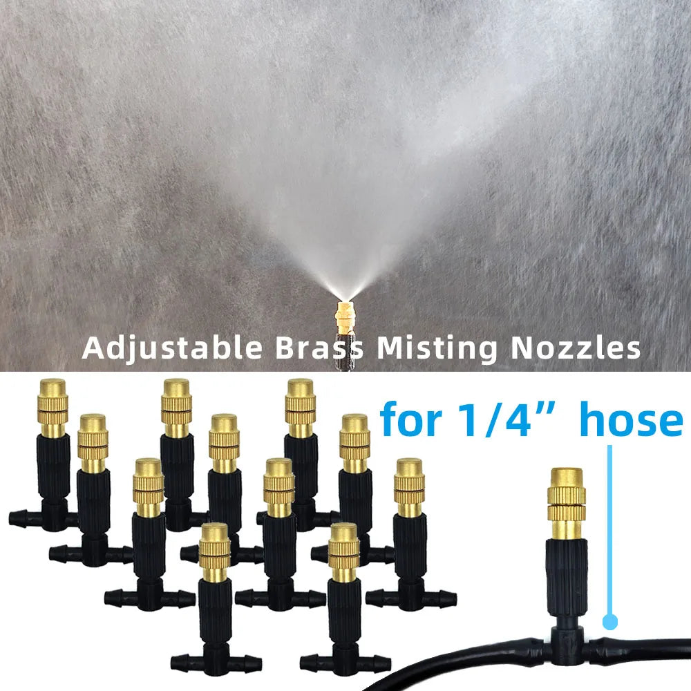 5M-30M Outdoor Misting Cooling System with Brass Atomizer Nozzles