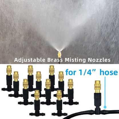 5M-30M Outdoor Misting Cooling System with Brass Atomizer Nozzles