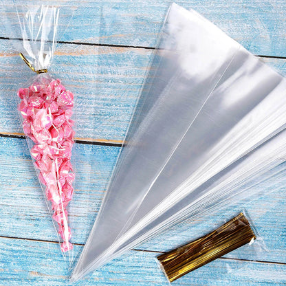 Cellophane Candy Bags with Gold Twist Ties - Party Favors