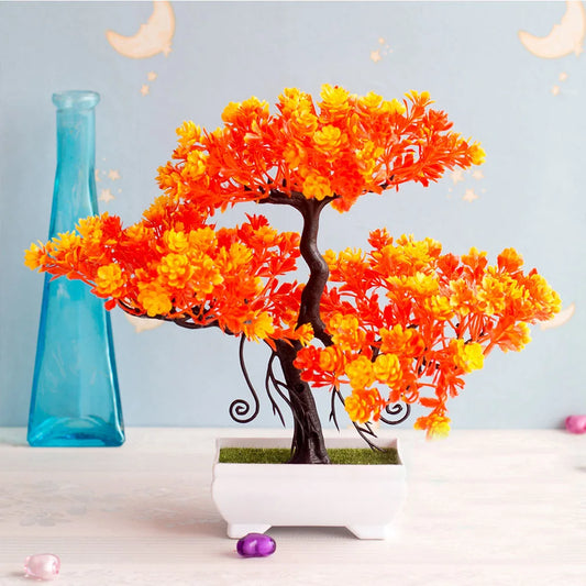 Artificial Bonsai Plastic Plant - Potted Flower for Home Decor