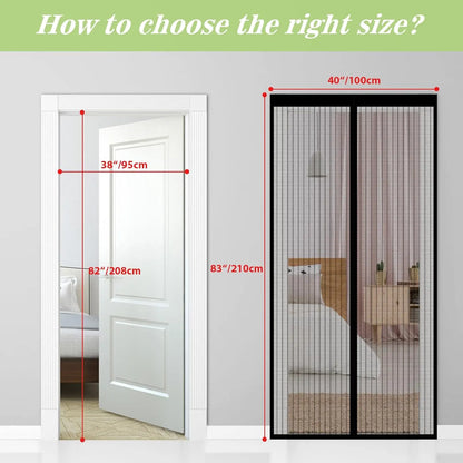 Magic Mesh Magnetic Screen Door Mesh Curtain Mosquito Net Bug Hands Free Partition Mute Striped Door Curtain Bedroom Ventilation