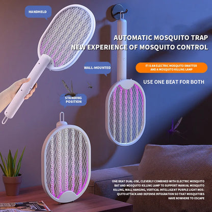 Foldable Electric Mosquito Killer Fly Swatter Trap USB Rechargeable Mosquito