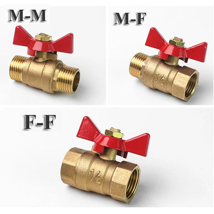 1/4" 3/8" 1/2" 3/4" Female To Female Thread Two Way Brass Shut Off