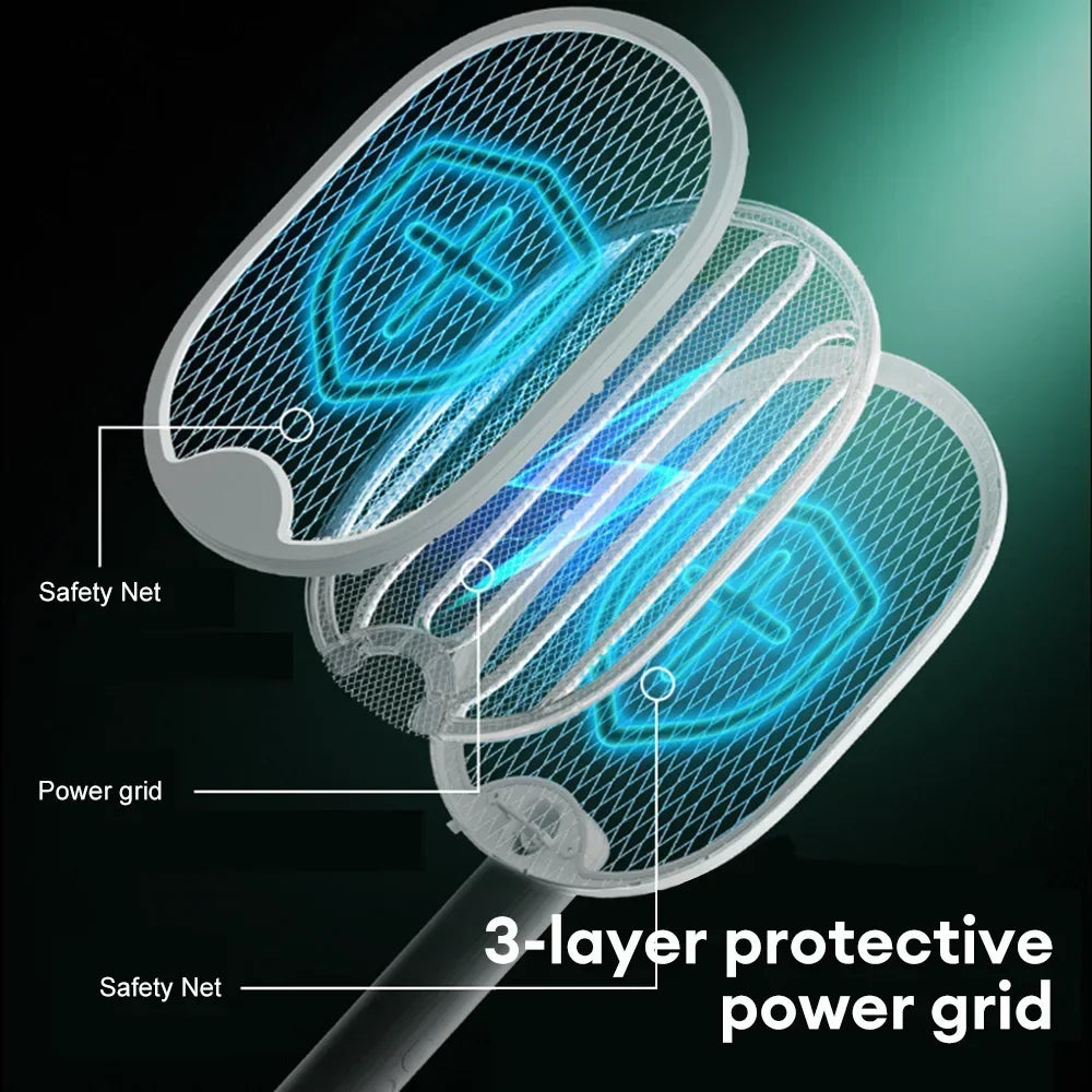 Foldable Electric Mosquito Killer Fly Swatter Trap USB Rechargeable Zapper 3000V