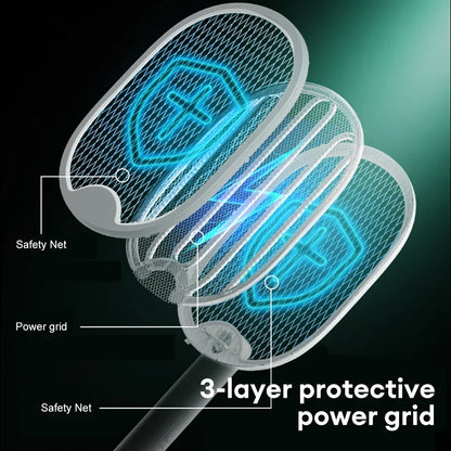 Foldable Electric Mosquito Killer Fly Swatter Trap USB Rechargeable Zapper 3000V