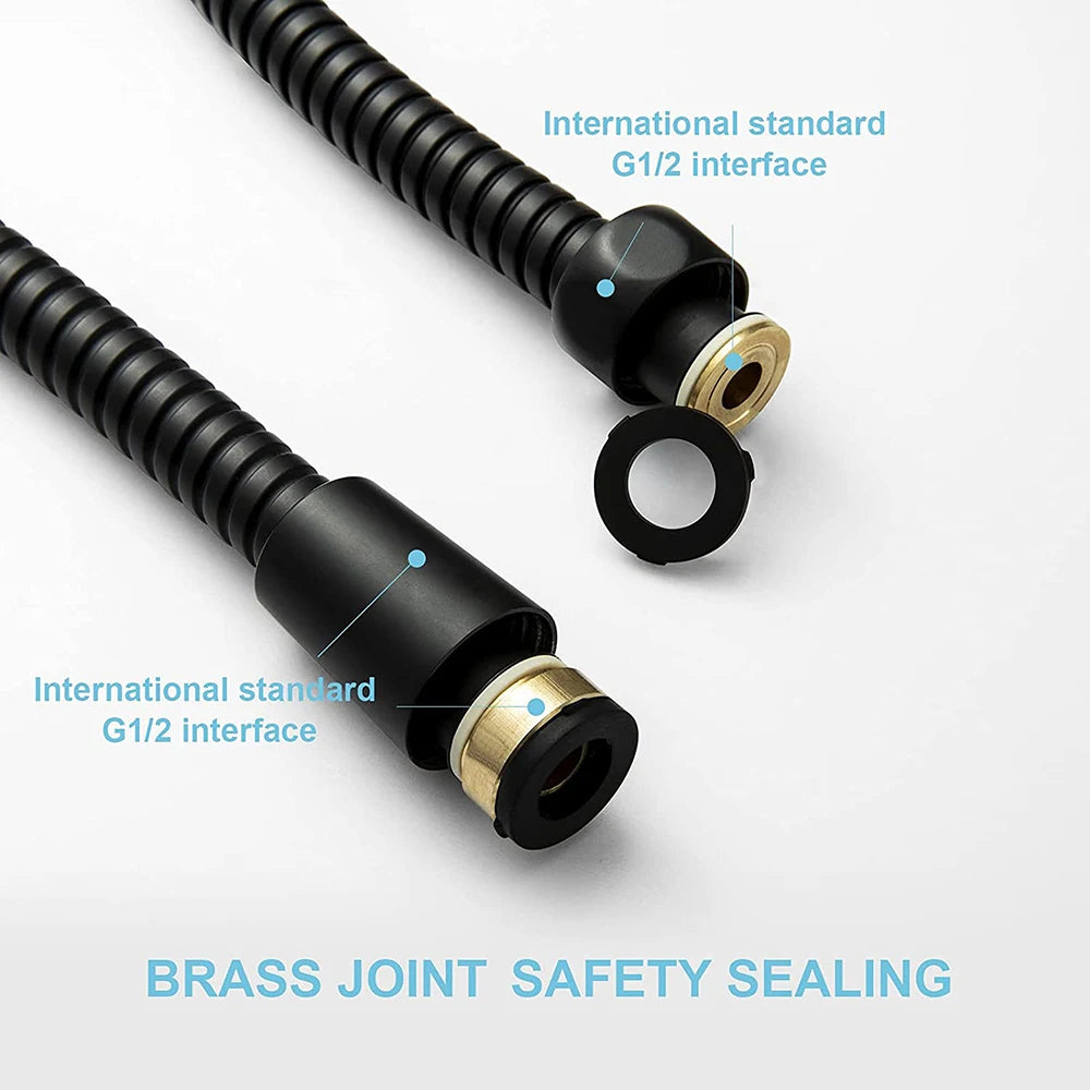 1.5/2M Black SUS 304 Flexible Shower Hose Long Bathroom