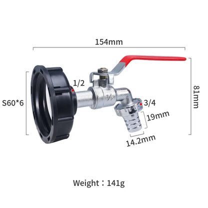 Durable IBC Tank Tap Adapter S60*6 to 1/2''/3/4'' Connector