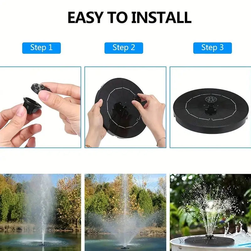 Solar Fountain Pump with 6 Nozzles for Bird Baths and Gardens