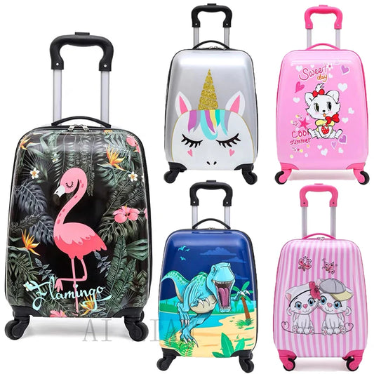 Kids Travel Suitcase on Wheels | Cute Cartoon Rolling Luggage for Boys & Girls