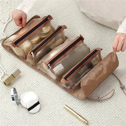 Detachable 4-in-1 Cosmetic Bag - Portable Large Capacity Makeup Storage