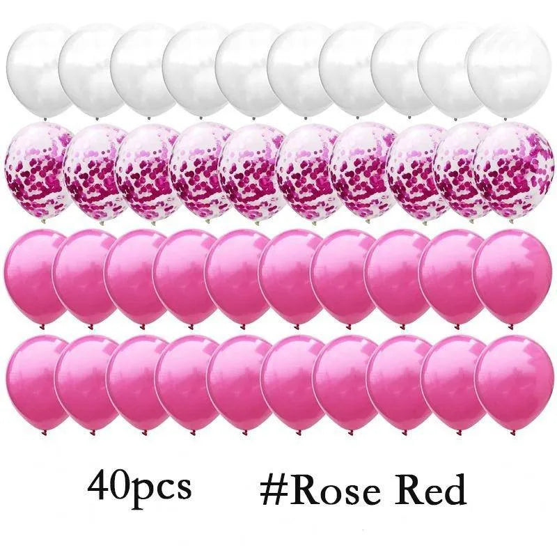 Mix Blue Rose Gold Confetti Latex Balloons - Party Deco