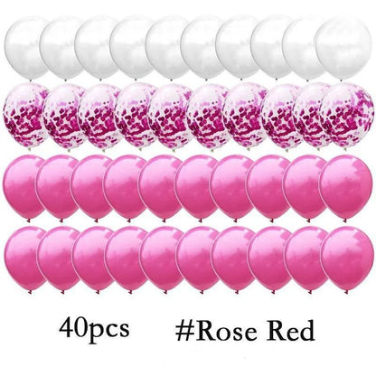 Mix Blue Rose Gold Confetti Latex Balloons - Party Deco