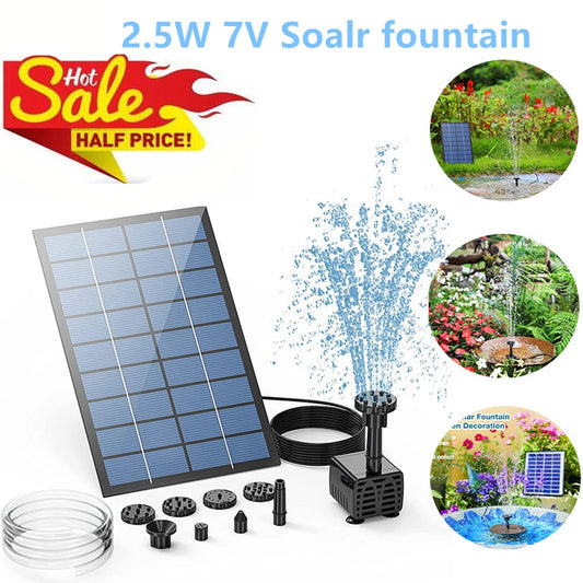 2.5W Solar Fountain Pump with 6 Nozzles and 4ft Water Pipe