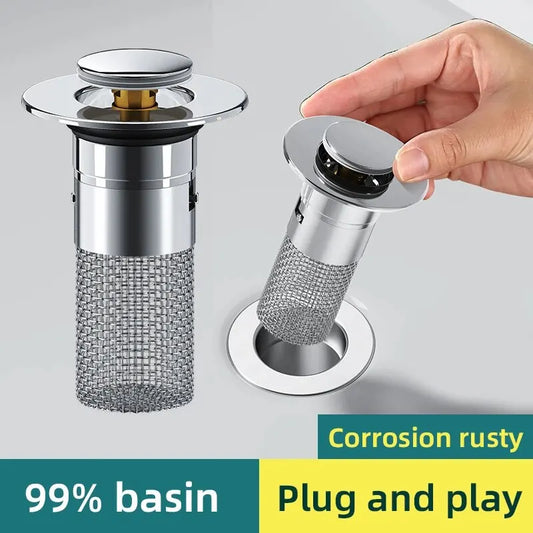 1PCS Stainless Steel Washbasin Leak Plug with Odor Proof Bouncing Core