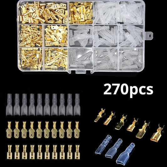 270PCS Insulated Wire Connectors - 2.8/4.8/6.3mm Assorted Kit