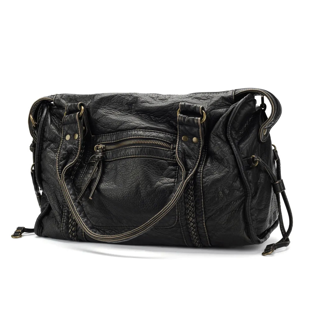 Annmouler Large Capacity Women's Handbag | Vintage Washed Leather Tote Bag