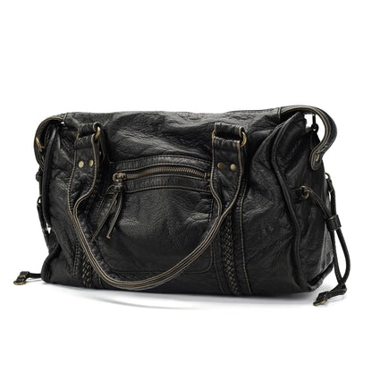 Annmouler Large Capacity Women's Handbag | Vintage Washed Leather Tote Bag