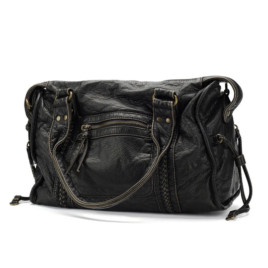 Annmouler Large Capacity Women's Handbag | Vintage Washed Leather Tote Bag