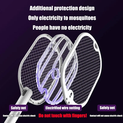 Upgraded 3000V Mosquito Swatter with TYPE-C Charging Lamp