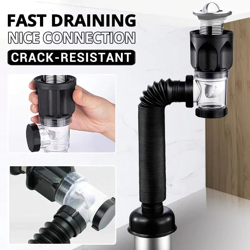 Flip Top Anti-Odor Drain Pipe Set Kitchen Sink Drain