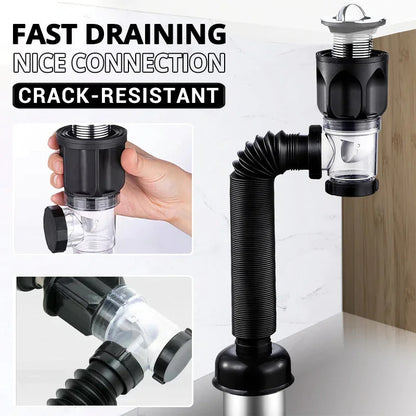 Flip Top Anti-Odor Drain Pipe Set Kitchen Sink Drain