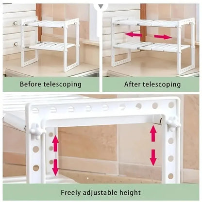 Cabinet Organizer Shelves, Stackable Kitchen Counter, Pantry Organizer