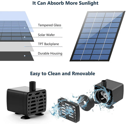 2.5W Solar Fountain Pump with 6 Nozzles and 4ft Water Pipe
