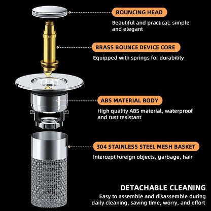 Sink Drains Filter Bathroom Pop-Up