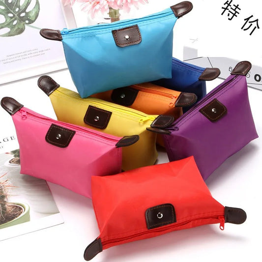 Colorful Waterproof Dumpling Cosmetic Bag for Women - Mini Portable Makeup Tote
