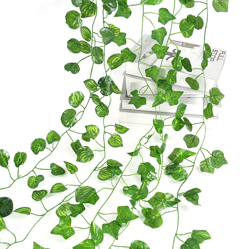 Artificial Green Ivy Leaf Garland - Silk Hanging Vine Décor