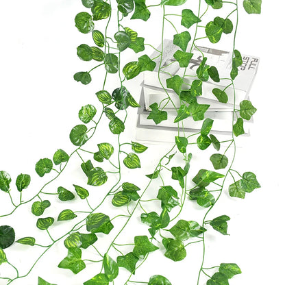 Artificial Green Ivy Leaf Garland - Silk Hanging Vine Décor